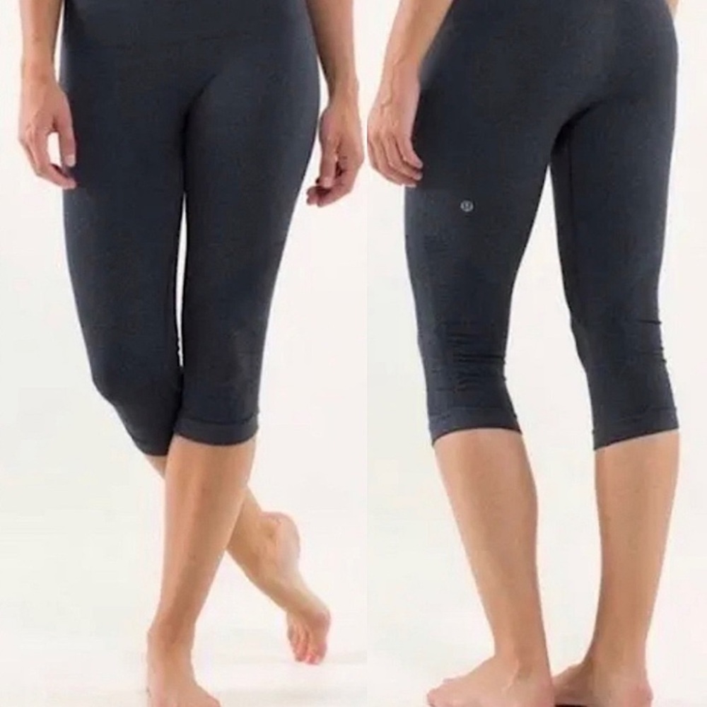 Lululemon In the Flow Crop II seamless leggings in heathered deep coal size 10